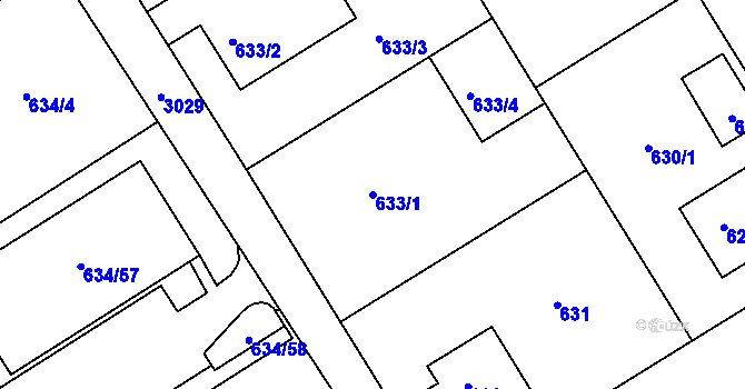 Parcela st. 633/1 v KÚ Rychnov nad Kněžnou, Katastrální mapa