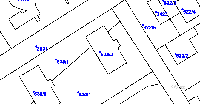 Parcela st. 634/3 v KÚ Rychnov nad Kněžnou, Katastrální mapa