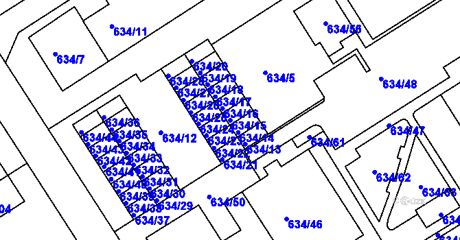 Parcela st. 634/15 v KÚ Rychnov nad Kněžnou, Katastrální mapa