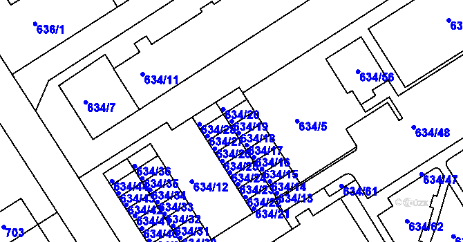 Parcela st. 634/19 v KÚ Rychnov nad Kněžnou, Katastrální mapa