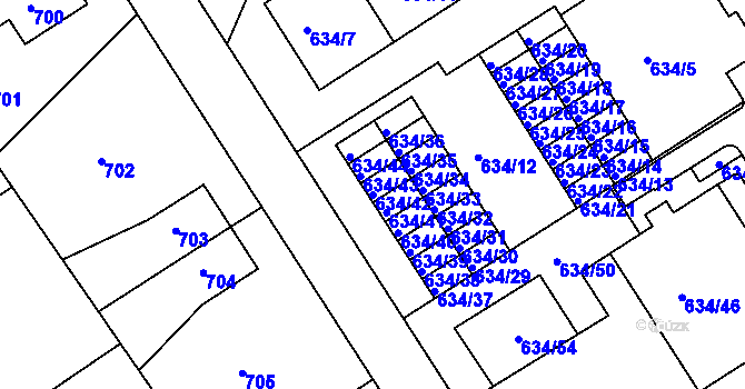 Parcela st. 634/42 v KÚ Rychnov nad Kněžnou, Katastrální mapa