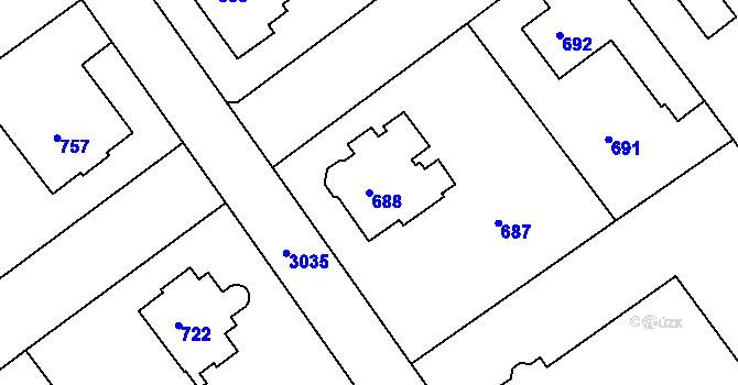 Parcela st. 688 v KÚ Rychnov nad Kněžnou, Katastrální mapa