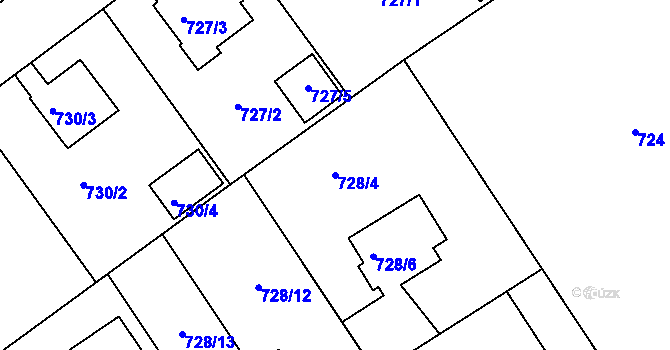 Parcela st. 728/4 v KÚ Rychnov nad Kněžnou, Katastrální mapa