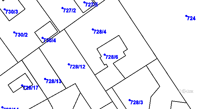 Parcela st. 728/6 v KÚ Rychnov nad Kněžnou, Katastrální mapa
