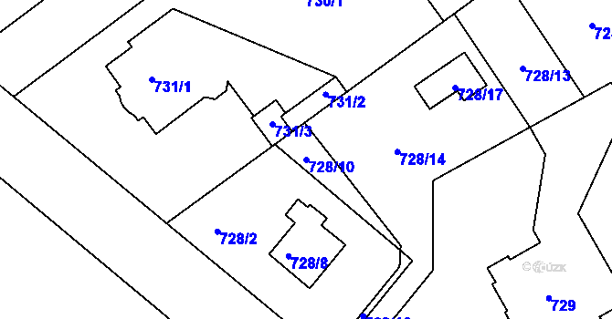 Parcela st. 728/10 v KÚ Rychnov nad Kněžnou, Katastrální mapa