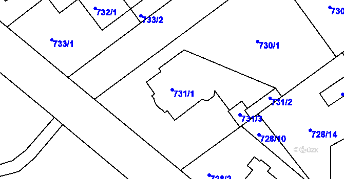 Parcela st. 731/1 v KÚ Rychnov nad Kněžnou, Katastrální mapa