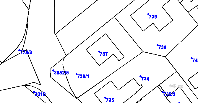 Parcela st. 737 v KÚ Rychnov nad Kněžnou, Katastrální mapa