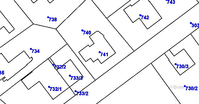 Parcela st. 741 v KÚ Rychnov nad Kněžnou, Katastrální mapa