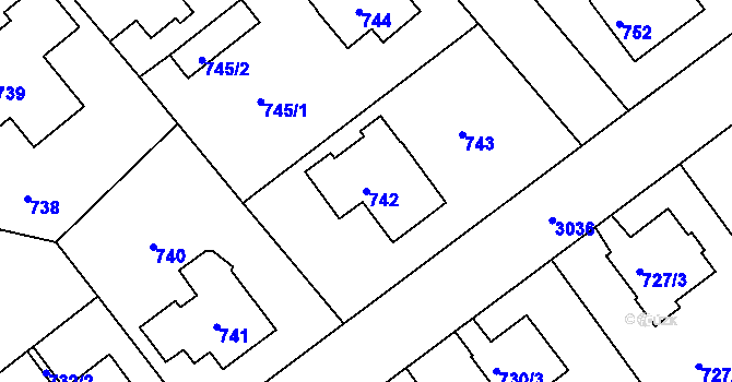 Parcela st. 742 v KÚ Rychnov nad Kněžnou, Katastrální mapa