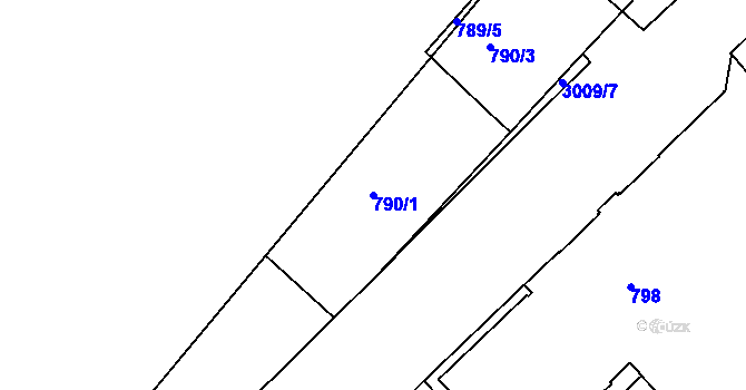 Parcela st. 790/1 v KÚ Rychnov nad Kněžnou, Katastrální mapa
