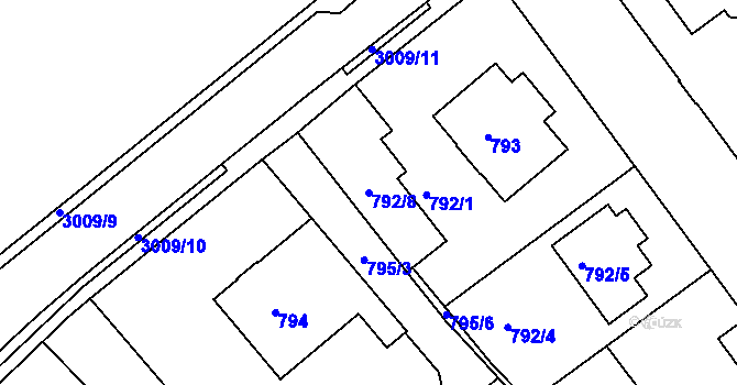 Parcela st. 792/8 v KÚ Rychnov nad Kněžnou, Katastrální mapa