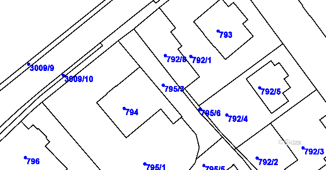 Parcela st. 795/3 v KÚ Rychnov nad Kněžnou, Katastrální mapa