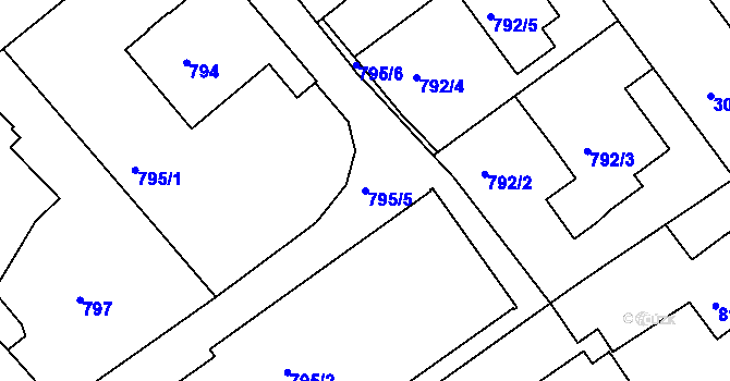 Parcela st. 795/5 v KÚ Rychnov nad Kněžnou, Katastrální mapa