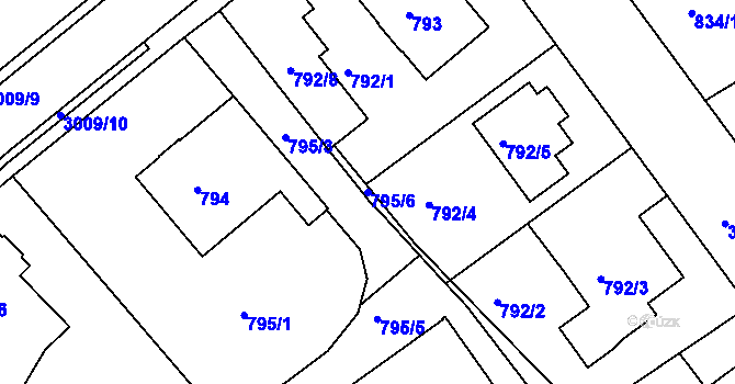 Parcela st. 795/6 v KÚ Rychnov nad Kněžnou, Katastrální mapa