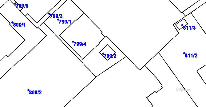 Parcela st. 799/2 v KÚ Rychnov nad Kněžnou, Katastrální mapa