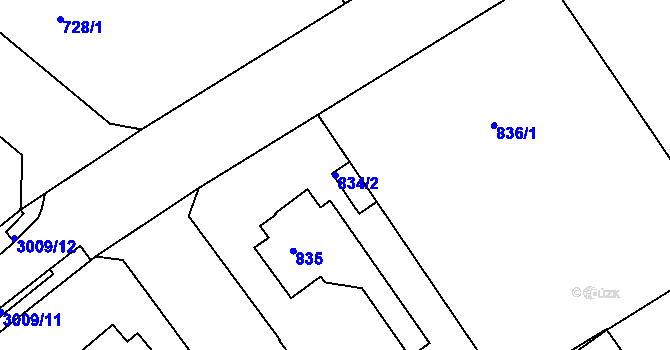 Parcela st. 834/2 v KÚ Rychnov nad Kněžnou, Katastrální mapa