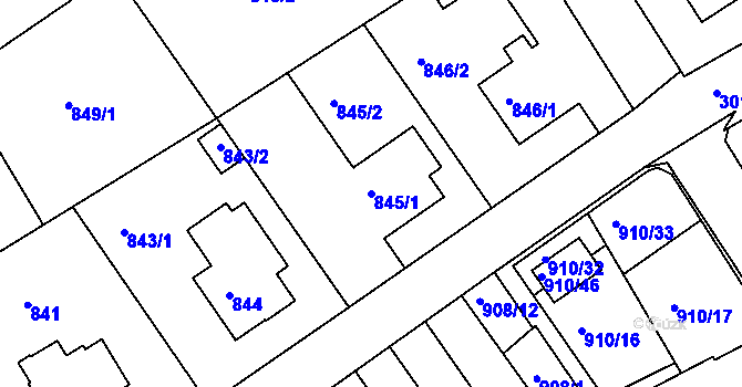 Parcela st. 845/1 v KÚ Rychnov nad Kněžnou, Katastrální mapa