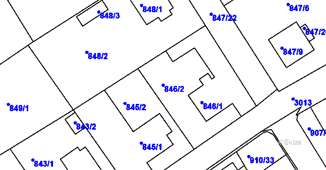 Parcela st. 846/2 v KÚ Rychnov nad Kněžnou, Katastrální mapa