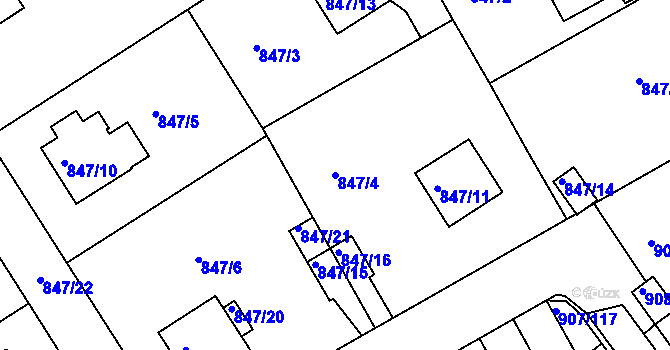 Parcela st. 847/4 v KÚ Rychnov nad Kněžnou, Katastrální mapa