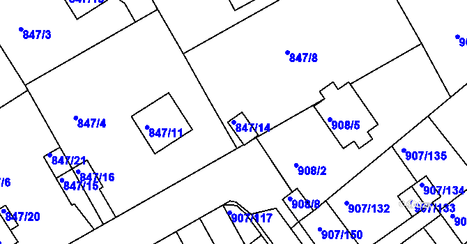 Parcela st. 847/14 v KÚ Rychnov nad Kněžnou, Katastrální mapa
