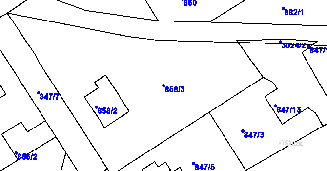 Parcela st. 858/3 v KÚ Rychnov nad Kněžnou, Katastrální mapa