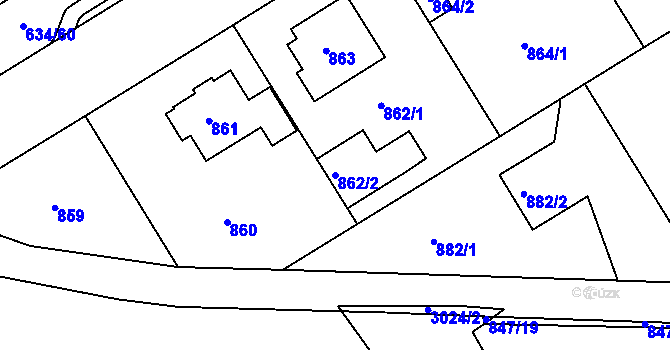 Parcela st. 862/2 v KÚ Rychnov nad Kněžnou, Katastrální mapa