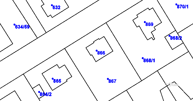 Parcela st. 866 v KÚ Rychnov nad Kněžnou, Katastrální mapa