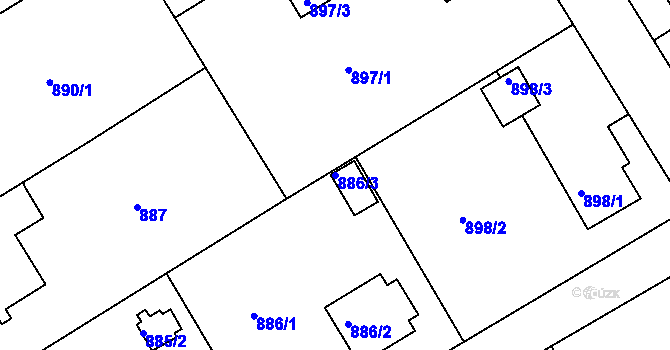 Parcela st. 886/3 v KÚ Rychnov nad Kněžnou, Katastrální mapa