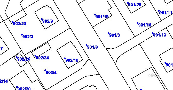 Parcela st. 901/8 v KÚ Rychnov nad Kněžnou, Katastrální mapa