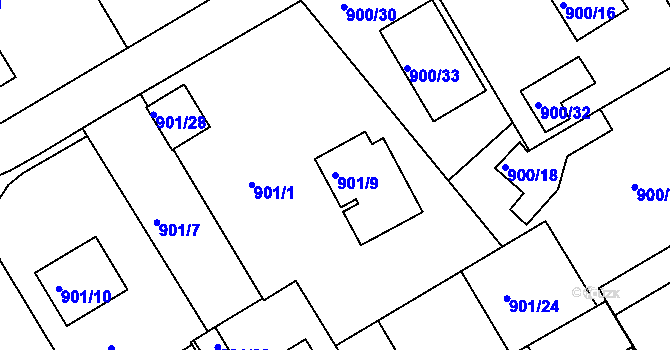 Parcela st. 901/9 v KÚ Rychnov nad Kněžnou, Katastrální mapa