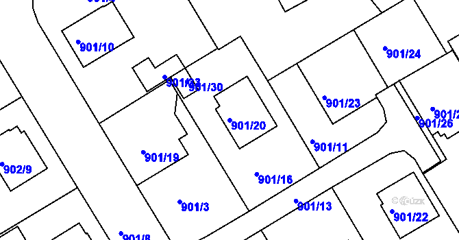 Parcela st. 901/20 v KÚ Rychnov nad Kněžnou, Katastrální mapa