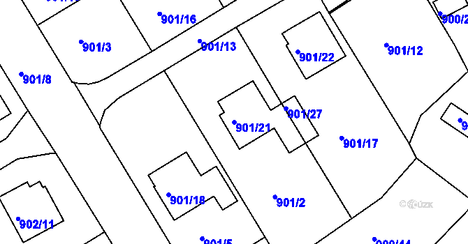 Parcela st. 901/21 v KÚ Rychnov nad Kněžnou, Katastrální mapa
