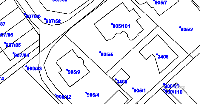 Parcela st. 905/5 v KÚ Rychnov nad Kněžnou, Katastrální mapa