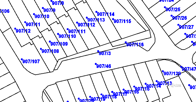 Parcela st. 907/3 v KÚ Rychnov nad Kněžnou, Katastrální mapa