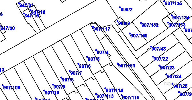 Parcela st. 907/4 v KÚ Rychnov nad Kněžnou, Katastrální mapa
