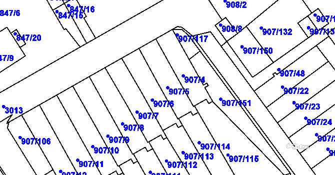 Parcela st. 907/5 v KÚ Rychnov nad Kněžnou, Katastrální mapa
