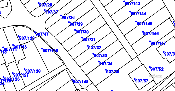 Parcela st. 907/32 v KÚ Rychnov nad Kněžnou, Katastrální mapa