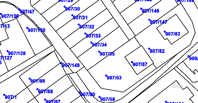 Parcela st. 907/35 v KÚ Rychnov nad Kněžnou, Katastrální mapa