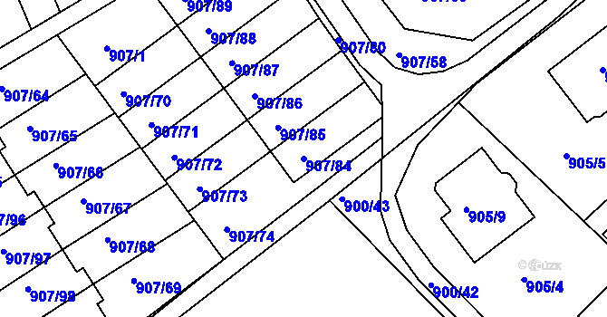 Parcela st. 907/84 v KÚ Rychnov nad Kněžnou, Katastrální mapa