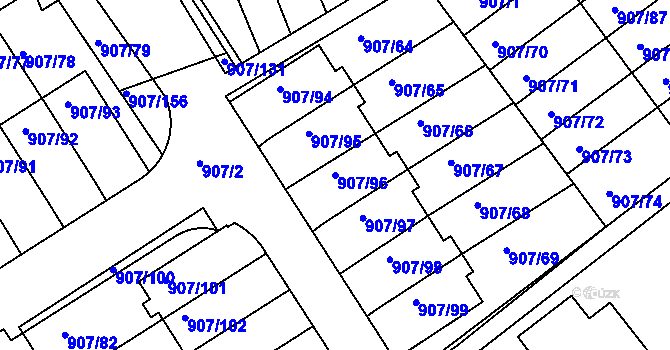 Parcela st. 907/96 v KÚ Rychnov nad Kněžnou, Katastrální mapa