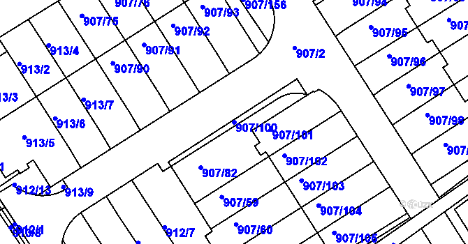 Parcela st. 907/100 v KÚ Rychnov nad Kněžnou, Katastrální mapa