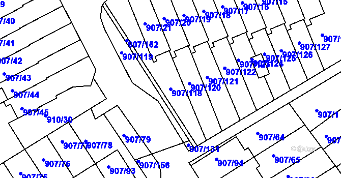 Parcela st. 907/118 v KÚ Rychnov nad Kněžnou, Katastrální mapa