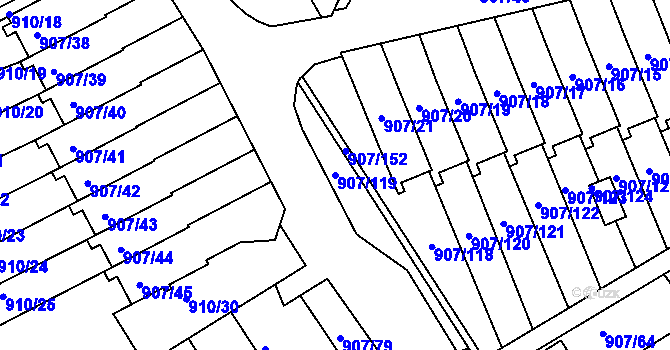 Parcela st. 907/119 v KÚ Rychnov nad Kněžnou, Katastrální mapa