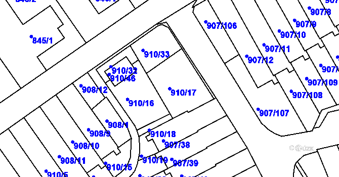 Parcela st. 910/17 v KÚ Rychnov nad Kněžnou, Katastrální mapa