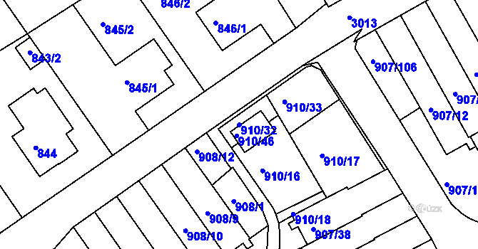 Parcela st. 910/32 v KÚ Rychnov nad Kněžnou, Katastrální mapa