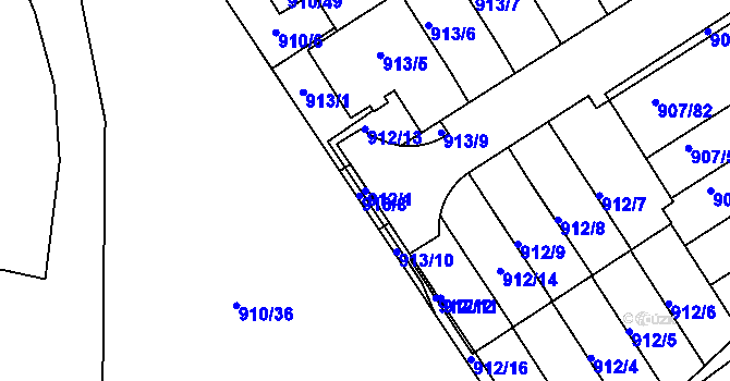 Parcela st. 912/1 v KÚ Rychnov nad Kněžnou, Katastrální mapa
