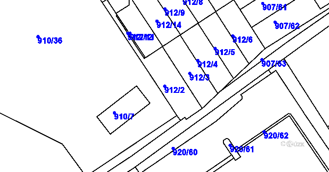 Parcela st. 912/2 v KÚ Rychnov nad Kněžnou, Katastrální mapa