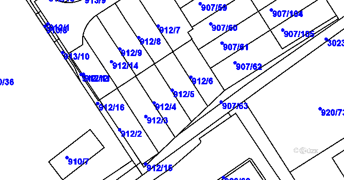 Parcela st. 912/5 v KÚ Rychnov nad Kněžnou, Katastrální mapa