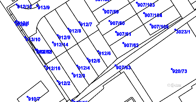 Parcela st. 912/6 v KÚ Rychnov nad Kněžnou, Katastrální mapa