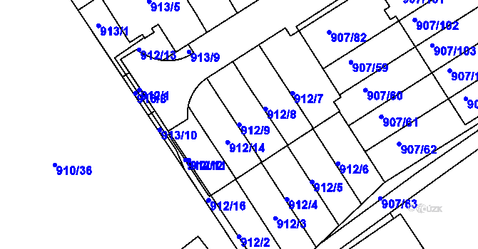 Parcela st. 912/9 v KÚ Rychnov nad Kněžnou, Katastrální mapa
